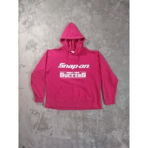 Snap-On Hoodie Womens L Pink White Graphic Delta Fleece Sweatshirt Streetwear